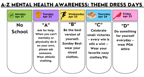  Aevidum A-Z Mental Health Awareness Themed Dress Days 